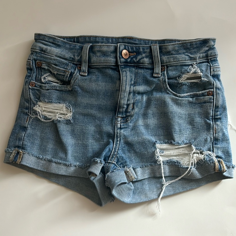 American Eagle High Rise Shortie Jean Shorts